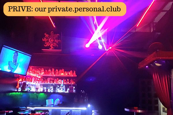 PRIVE private club and lounge with bar, lights and DJ setup at Villa Las Fuentes in Cuernavaca, used as Allegra’s World Cup lounge.