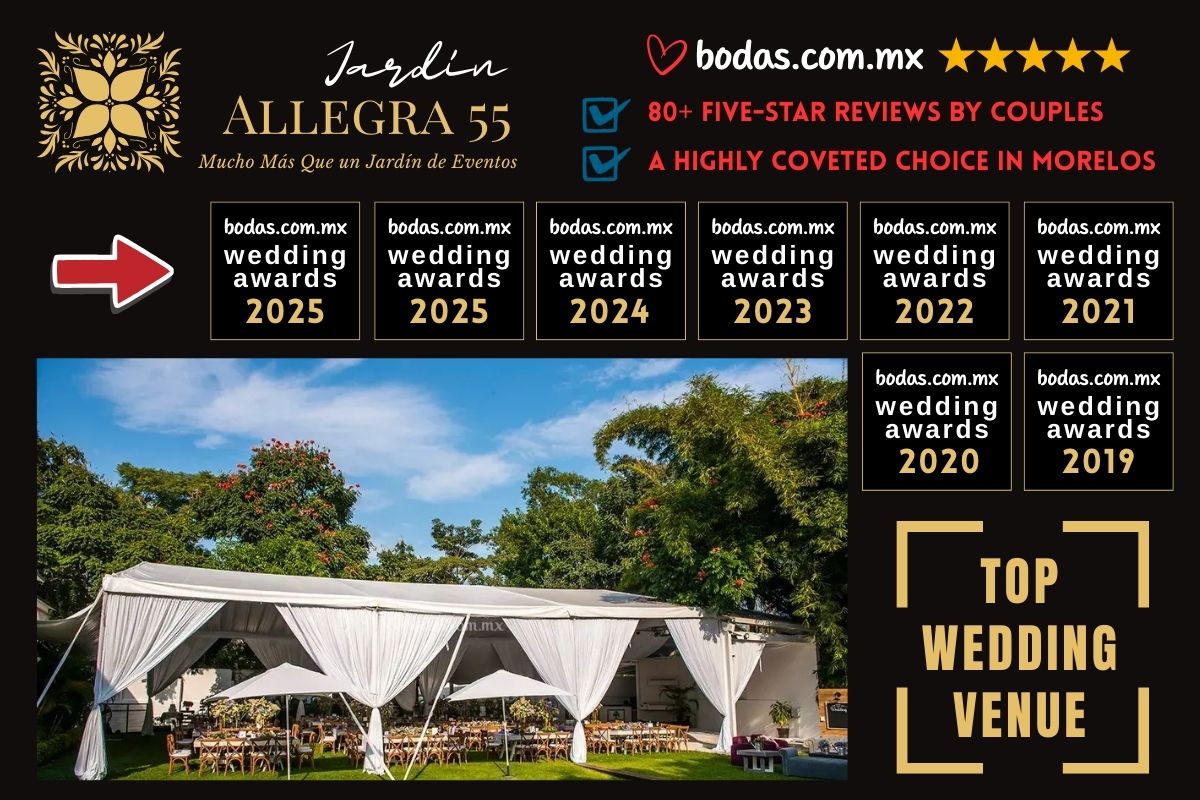 Wedding Awards Jardín Allegra 55 en Morelos, años 2019-2025
