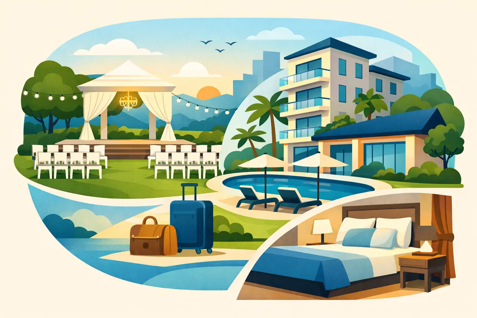 Dónde hospedarse cerca de jardines de eventos