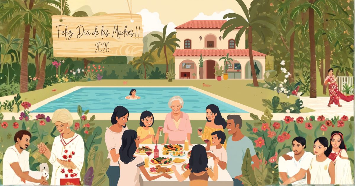 Familia festejando el Día de las Madres en una casa de Allegra Homes en Cuernavaca con alberca y jardín