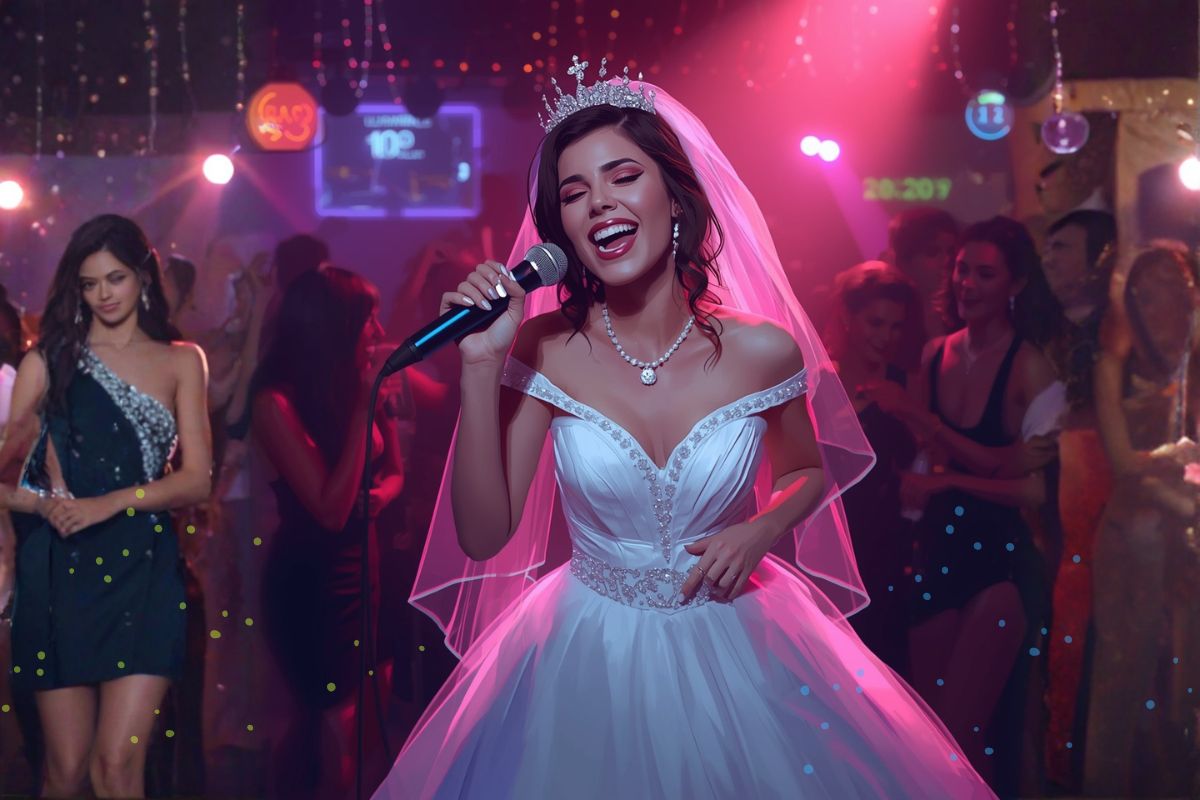 Novia cantando karaoke en PRIVE