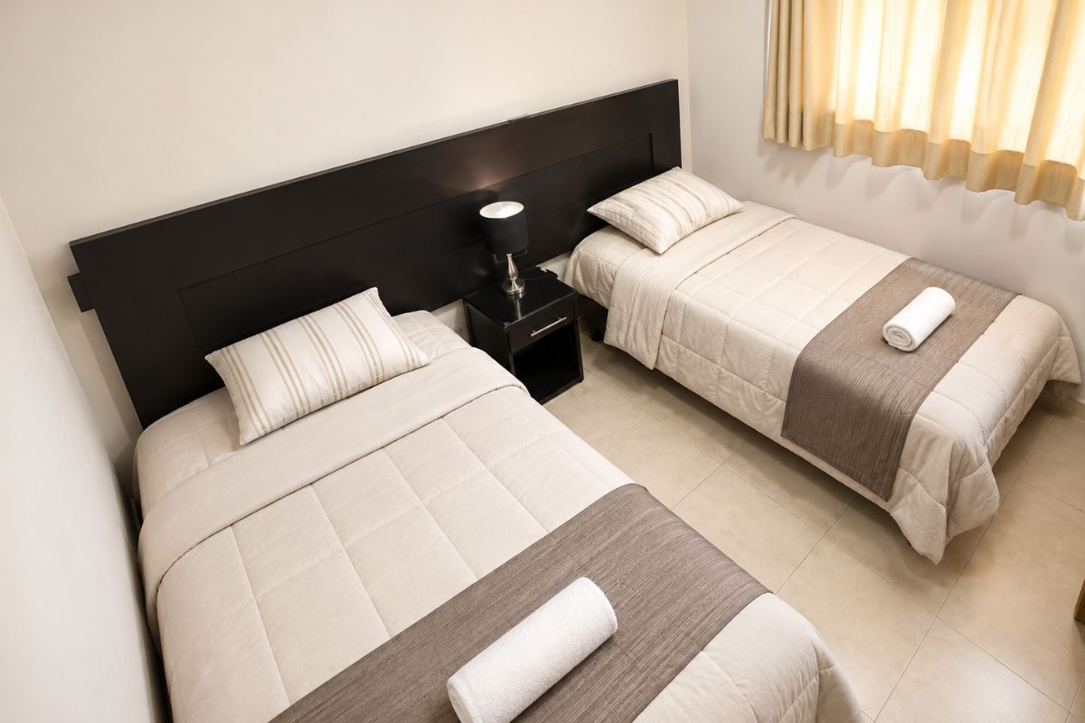 Recámara con camas individuales en Villa Las Fuentes, Cuernavaca